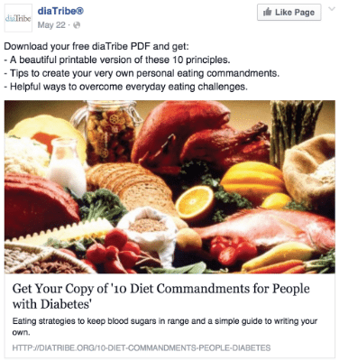 DiaTribe 10 commandments for diabetes Facebook Post