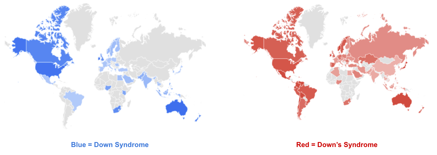 Google Trends regional interest Down Syndrome