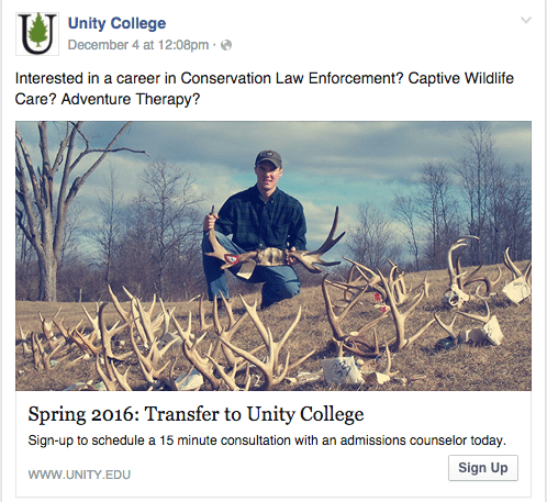 Unity College Facebook Post