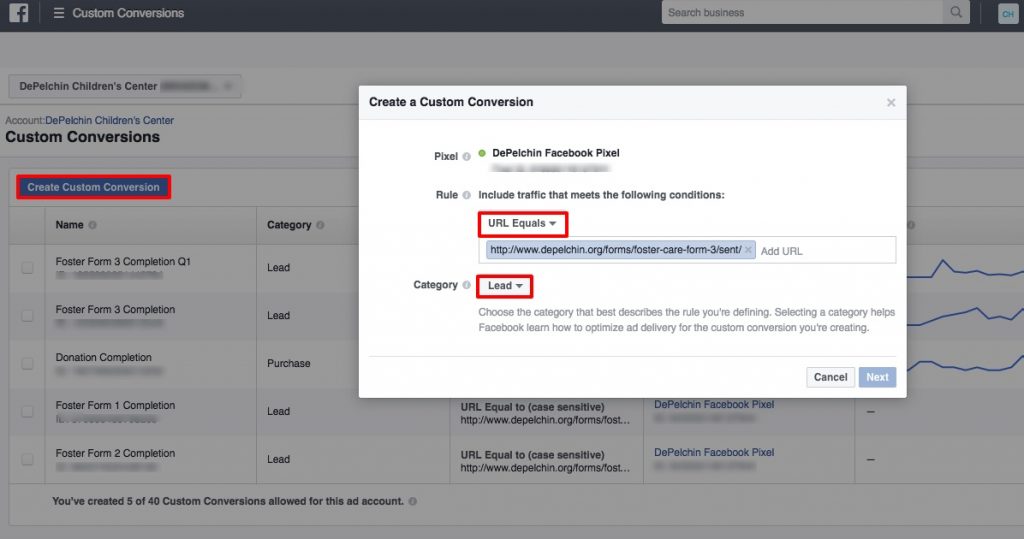Track Facebook Conversions in Google Analytics - Create Custom Conversion Facebook Ads Manager