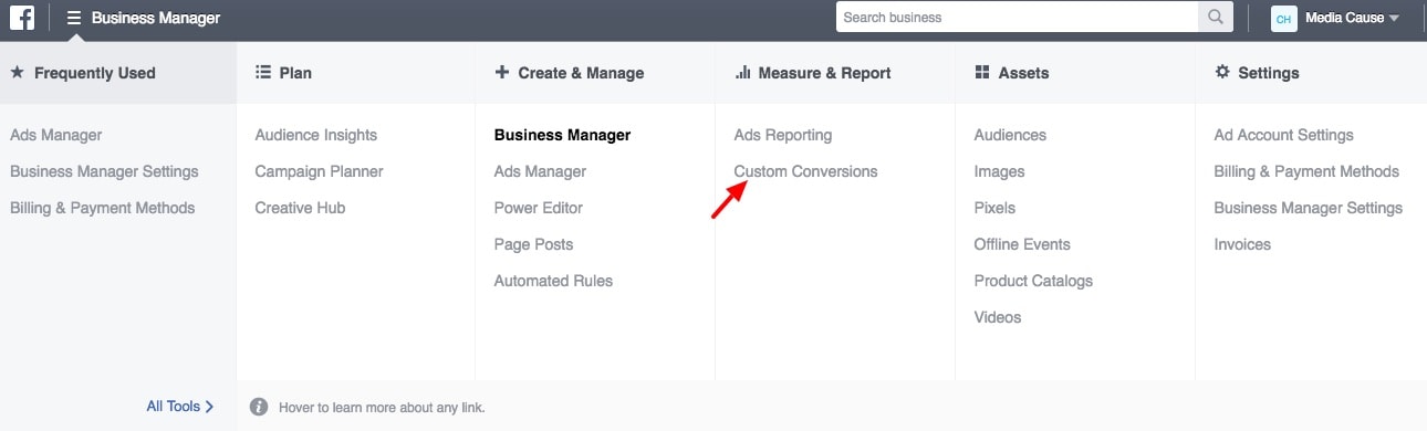 Track Facebook Conversions in Google Analytics - Facebook Ads Manager Measure Report Custom Conversions