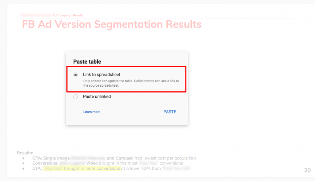 linking to ad segmentation results